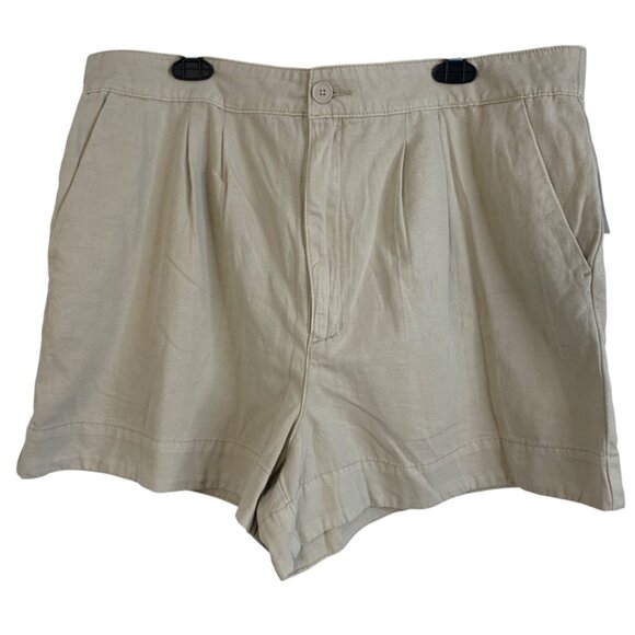 NWT Joie sz XL Womens Pleated Shorts Beige Linen Blend pockets $158 - Picture 1 of 6